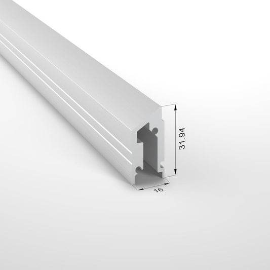Aluminum sealing low profile, pre-drilled and tapped, MHT20, L:2000mm (PC)