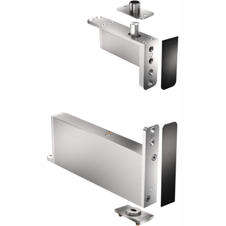 FritsJurgens Set - System M+ 40 mm Class C - Flush squared - stainless plates+black pivot covers