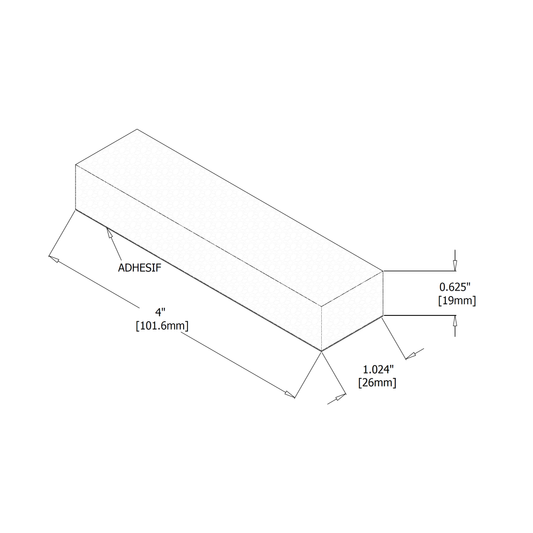 Mousse adhésive de polyéthylène à cellules transversales 0.625" x 1.024" x 4" mm blanc (bte-2160pcs)